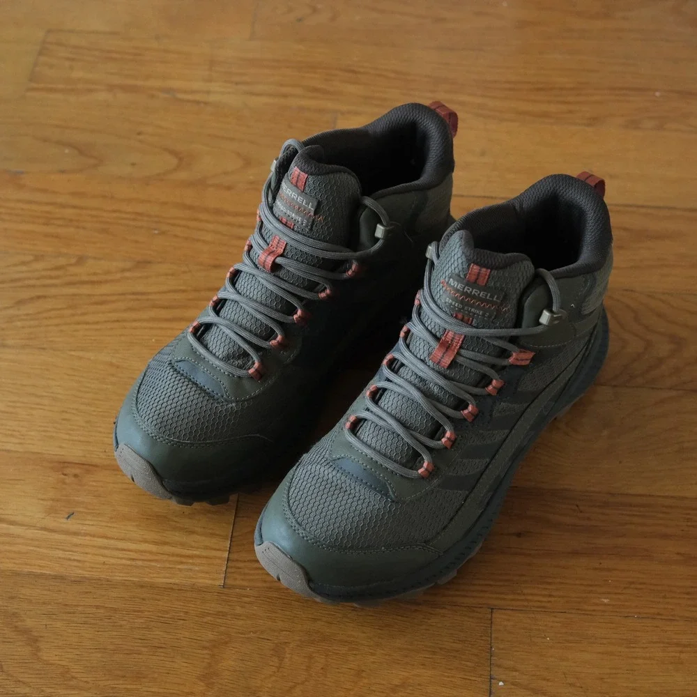 Merrell Speed Strike 2 Mid Waterproof Olive Orange Hiking Boots Mens 8 J037835